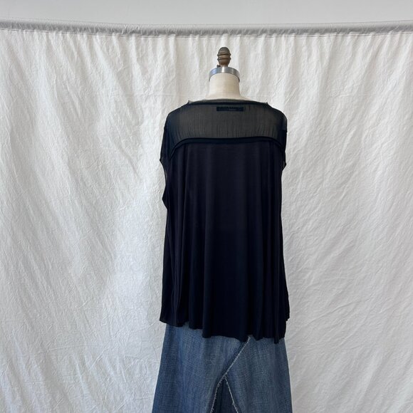 All Saints - Black Swing Top w/ Silk cut floral rosette detail - Picture 4 of 7